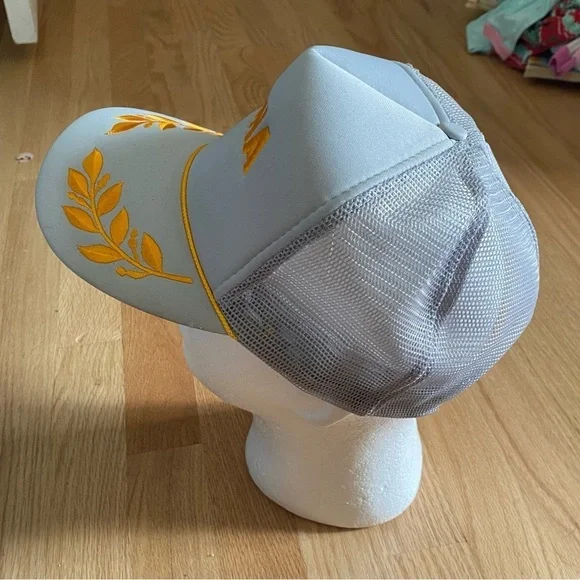 Kona Hawaii Gray Vintage Trucker Hat SnapBack Gold Lead Lapel Honolulu